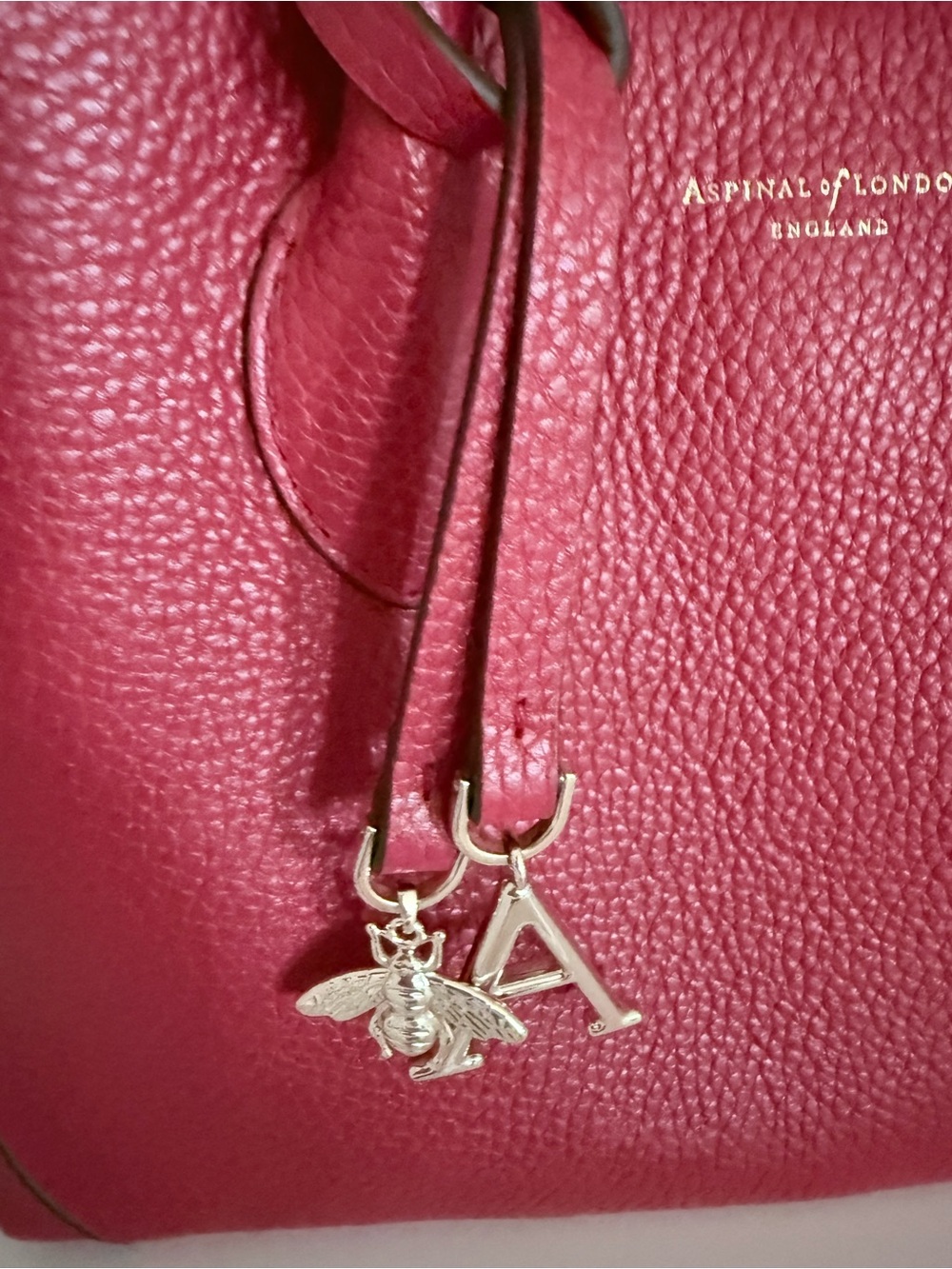 Aspinal of London Red Pebble Leather Midi Tote - Picture 2 of 13